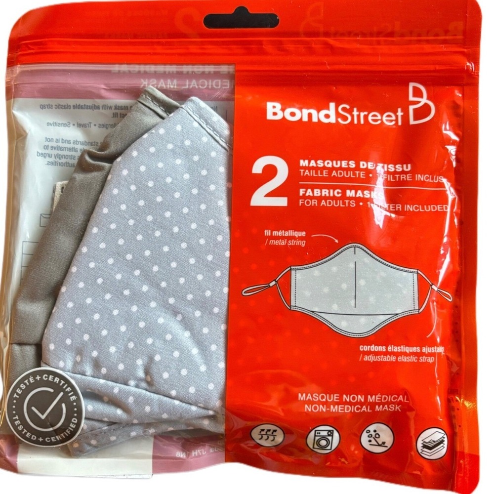 Bond Street Reusable Fabric Face Mask 100 Pc Bulk Lot Adjustable Adult Kids